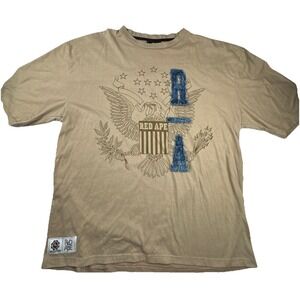 Red Ape Mens Graphic T-Shirt XL Tan Cotton Blend Streetwear Eagle Crest Tee